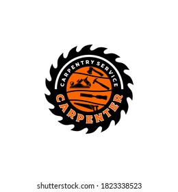Triangle Carpenter Carpentry Service Sawmill Logo Template Vector