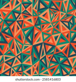Triangle chaos, structure seamless background. Triangle deep surface. Vector pattern.