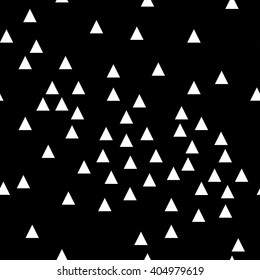 Triangle chaotic seamless pattern. Fashion graphic background design. Modern stylish abstract texture. Monochrome template for prints, textiles, wrapping, wallpaper, website etc. VECTOR illustration