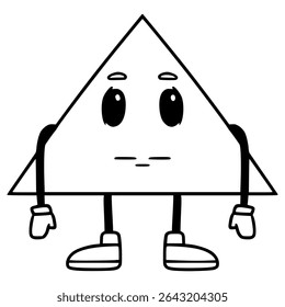 Vector de contorno dibujado a mano ilustración de carácter triángulo