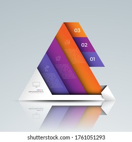 Color de papel de origami de gráfico triangular en plantilla info-gráfica vectorial para la gráfica de presentación de diagrama
y concepto de negocio con 3 opciones de elementos