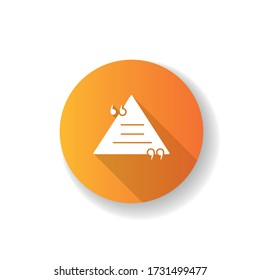 Triangle chat bubble with quotes orange flat design long shadow glyph icon. Empty box for direct speech. Blank dialogue form with quotation marks. Silhouette RGB color illustration