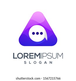 triangle chat gradient color logo design