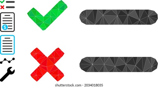 Triangle checklist polygonal 2d illustration, and similar icons. Checklist is filled with triangles. Lowpoly checklist constructed with randomized filled triangles.