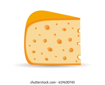 Triangle cheese with holes isolated on white background. Vector illustration