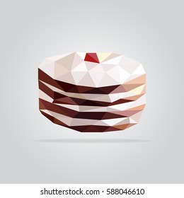 Triangle chocolate fruit cake vector illustration. Polygon cake icon