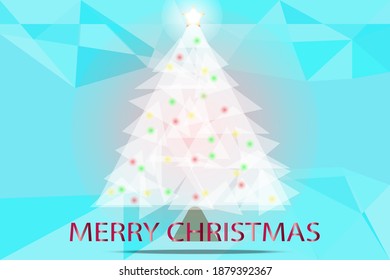 Triangle christmas tree and blue background