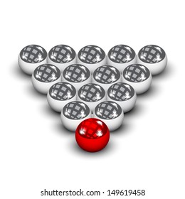 Triangle chrome ball isolated on white background 