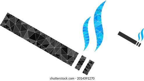 Triangle cigarette smoke polygonal symbol illustration. Cigarette Smoke lowpoly icon is filled with triangles. Flat filled geometric mesh symbol based on cigarette smoke icon.