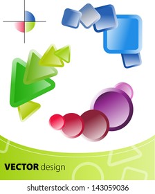 Triangle, Circle, cuboid, square banner with drop shadows on white background