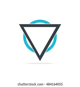 Triangle and Circle Design Logo Black Blue