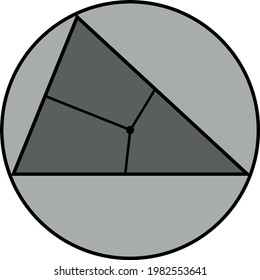 triangle and circle. Euclidean geometry. 2d flat