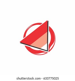 triangle in circle gradation design logo vector