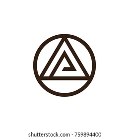 Triangle and circle logo design. Abstract letters O and A symbol combination vector illustration