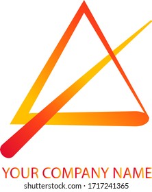 triangle and circle meteor company icon logo with red gradient colour, the logo is very unique