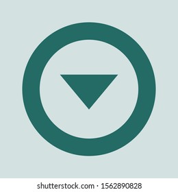 Triangle in a circle on a green background vector icon.