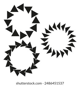 Triangle circle patterns. Geometric vector design. Black and white. Abstract elements.