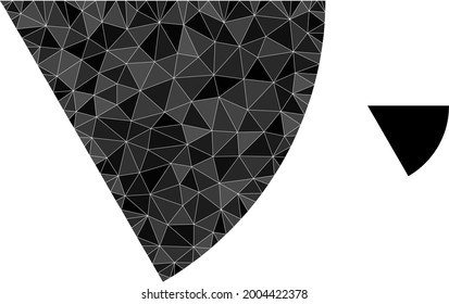 Triangle circle sector polygonal icon illustration. Circle Sector lowpoly icon is filled with triangles. Flat filled geometric mesh symbol based on circle sector icon.