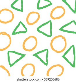 triangle and circle, vector pattern hand draw brush stroke shapes background, illustration design element