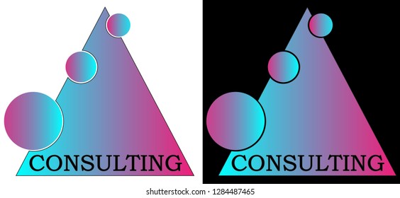 Triangle with circles in the form of a diagram with gradients. Consulting company logo.