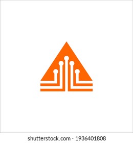 triangle circuit board logo design vector sign