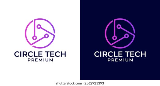 Triangle circuit board technology logo design. Data technology logo. Vector logo template of network, data, connection, circle, science, abstract, technology, AI, security, triangle, colorful, modern.