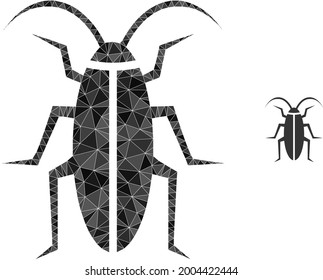Triangle cockroach polygonal icon illustration. Cockroach lowpoly icon is filled with triangles. Flat filled abstract mesh symbol based on cockroach icon.