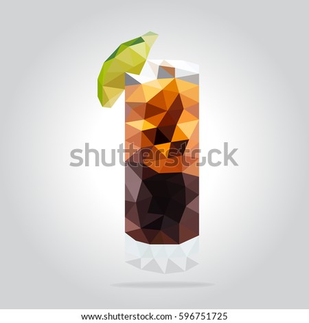 Triangle cocktail vector illustration. Polygon cocktail icon