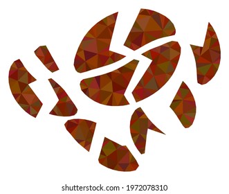 Triangle coffee bean destruction polygonal symbol illustration. Coffee Bean Destruction lowpoly icon is filled with triangles. Flat filled geometric mesh symbol based on coffee bean destruction icon.