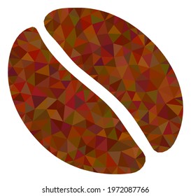 Triangle coffee bean polygonal icon illustration. Coffee Bean lowpoly icon is filled with triangles. Flat filled geometric mesh symbol based on coffee bean icon.