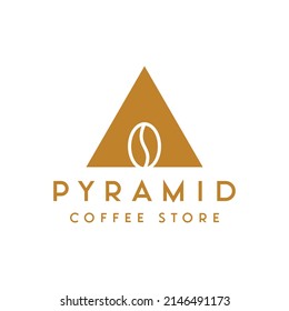triangle with coffee bean vector logo design