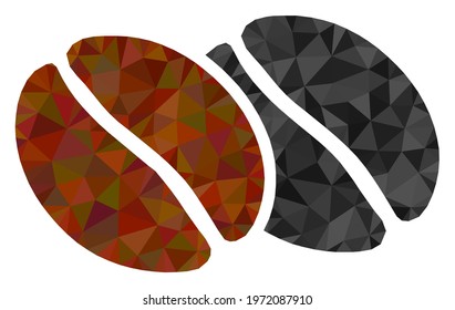 Triangle coffee beans polygonal icon illustration. Coffee Beans lowpoly icon is filled with triangles. Flat filled geometric mesh image based on coffee beans icon.