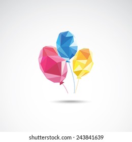 Triangle color balloons with  the shadow. Vector