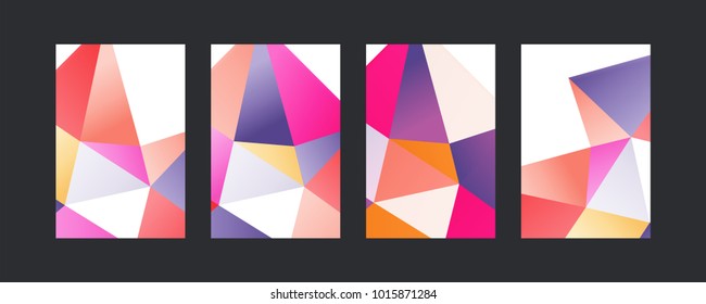 Triangle color covers set. Fluid shapes composition. Futuristic design posters. Eps10 vector.