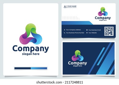 triángulo, gradiente de color, diseño del logotipo y tarjeta de visita