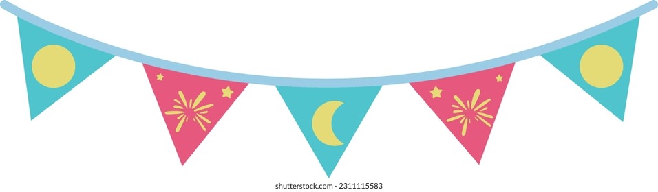 Triangle Colorful Cute Party Flags Illustration Special Style