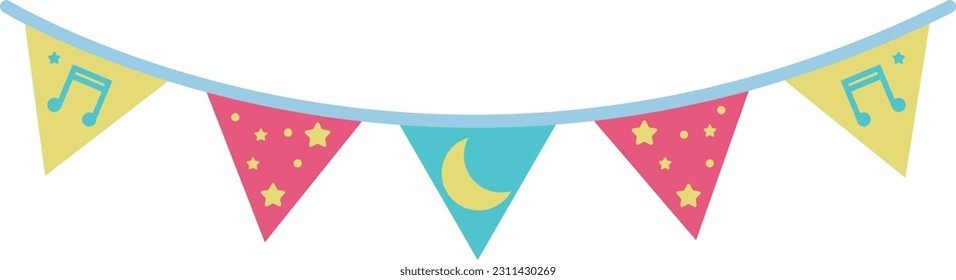 Banderas triangulares de fiesta cutánea con colores Ilustración Estilo especial