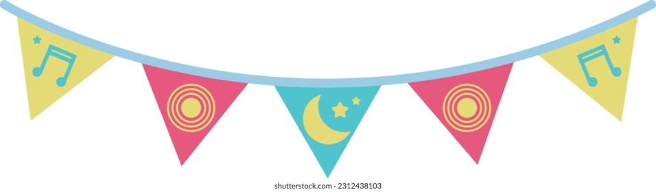 Banderas triangulares de fiesta cutánea con colores Ilustración Estilo especial