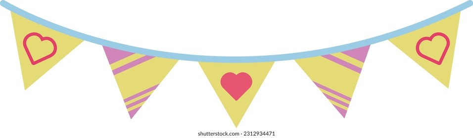 Triangle Colorful Cute Party Flags Illustration Special Style