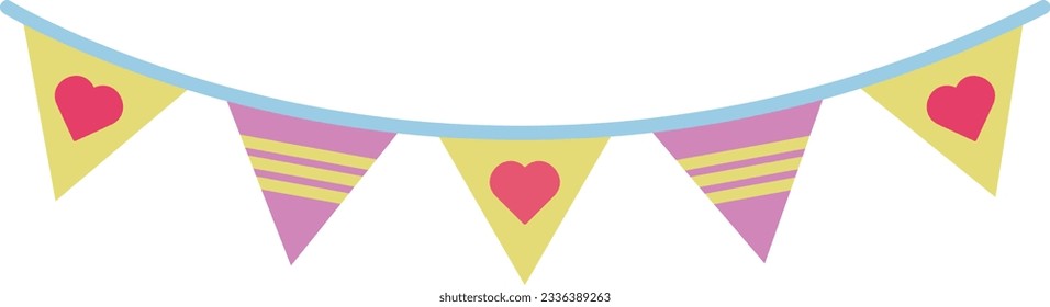 Triangle Colorful Cute Party Flags Illustration Special Vector Style