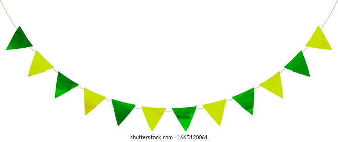 triangle colorful flag garland ,green and light green