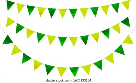 triangle colorful flag garland ,green and light green