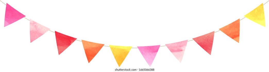 Triangle Colorful Flag Garland ,red,yellow,pink,orange