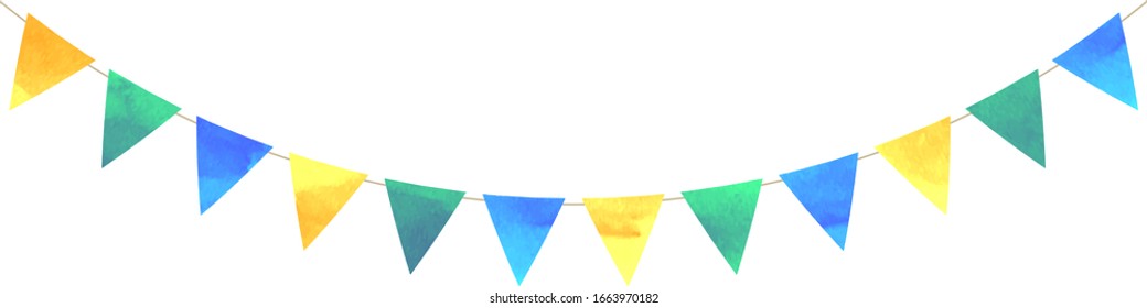 triangle colorful frag garland ,blue green yellow