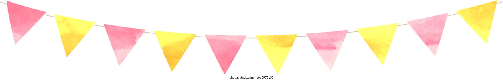 triangle colorful frag garland , pink and yellow