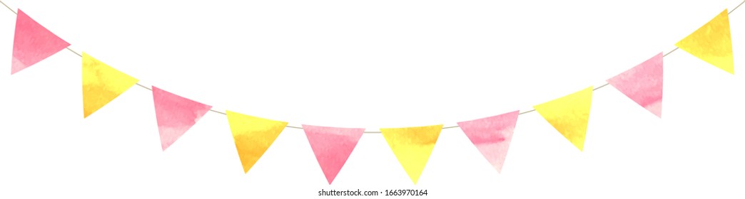 triangle colorful frag garland , pink and yellow