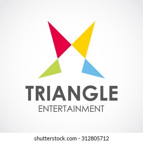 Triangle colorful letter m entertainment abstract vector logo design template business fun icon company identity symbol concept