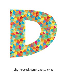 triangle colorful letters  D  vector illustration  white background