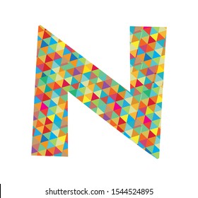 triangle colorful letters N vector illustration white background
