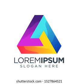 triangle colorful logo gradient. letter a logo template. prism logo colorful.